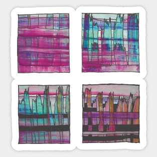 Liminal Space in Pink, Light Blue and Purple through 4 windows Sticker